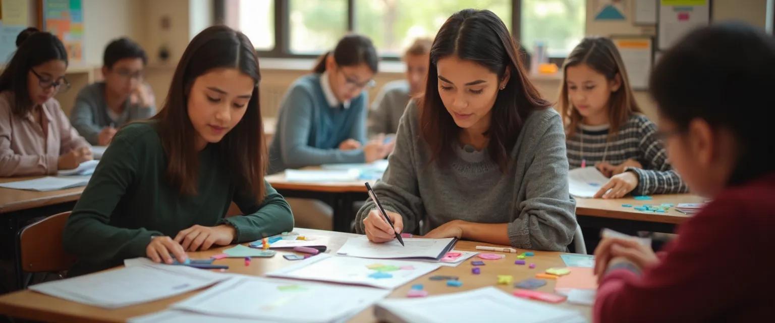 Teacher implementing customized self awareness assessment for students with diverse learning styles