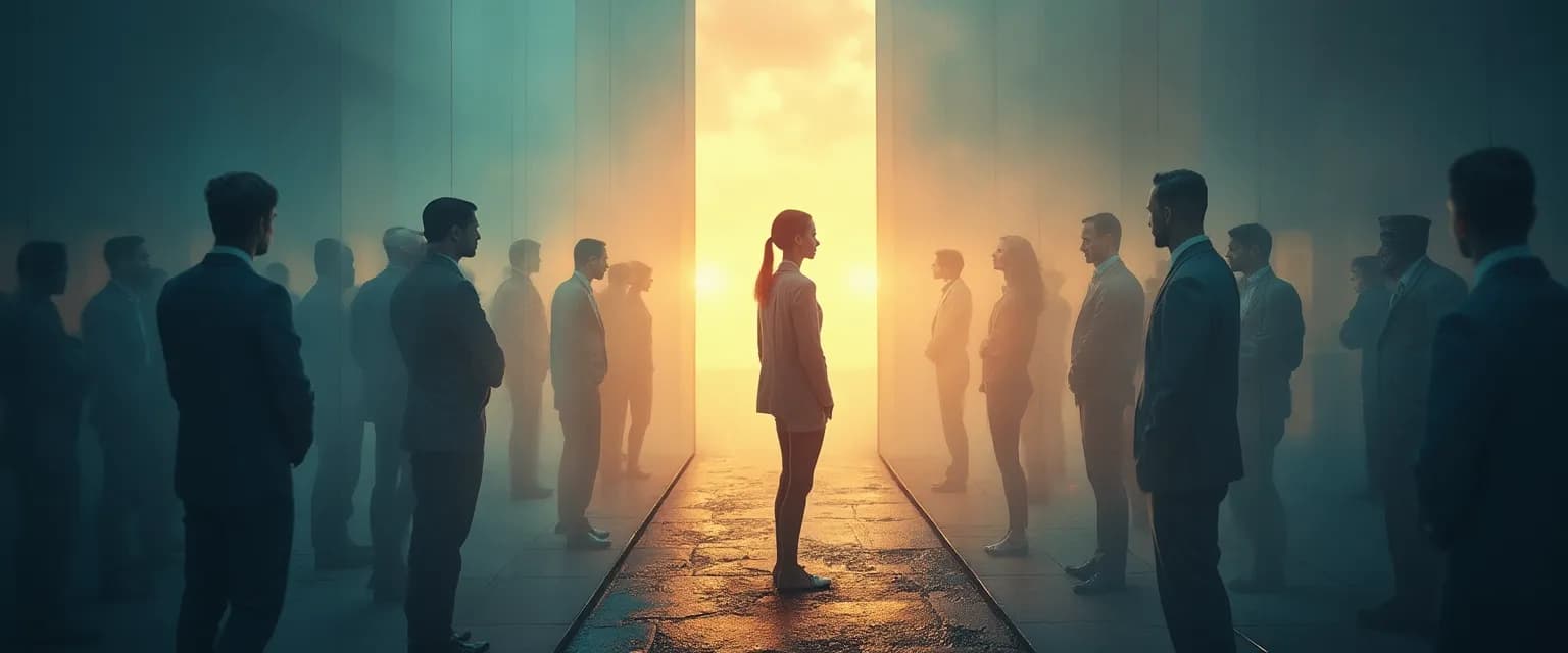 Professional using hyper awareness of self for career advancement in workplace meeting