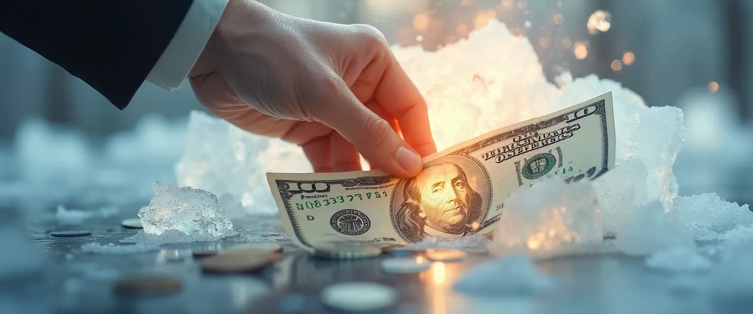 Person breaking through wall of procrastination in personal finance with strategic tools