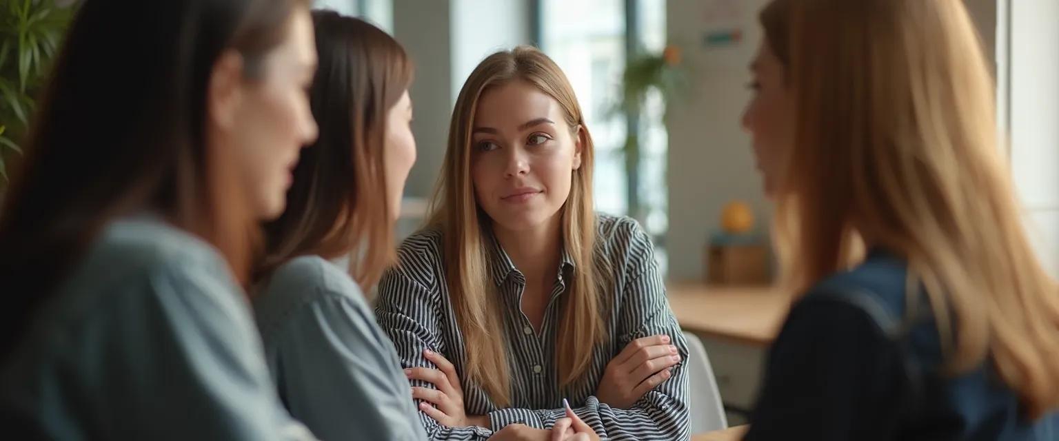 Professionals developing the concept of emotional intelligence in a workplace meeting