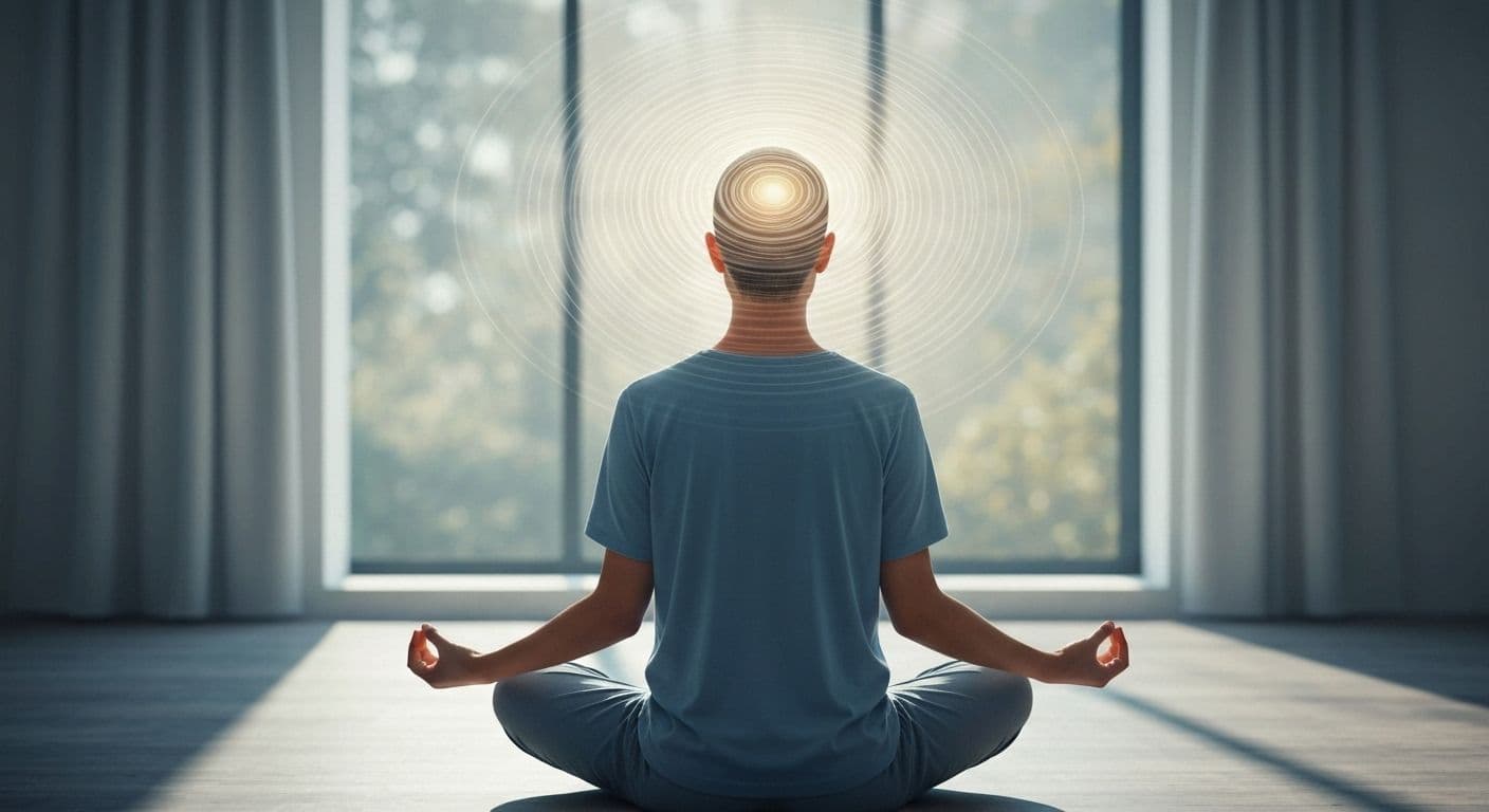 Person practicing awareness of awareness meditation to manage daily stress and build emotional resilience