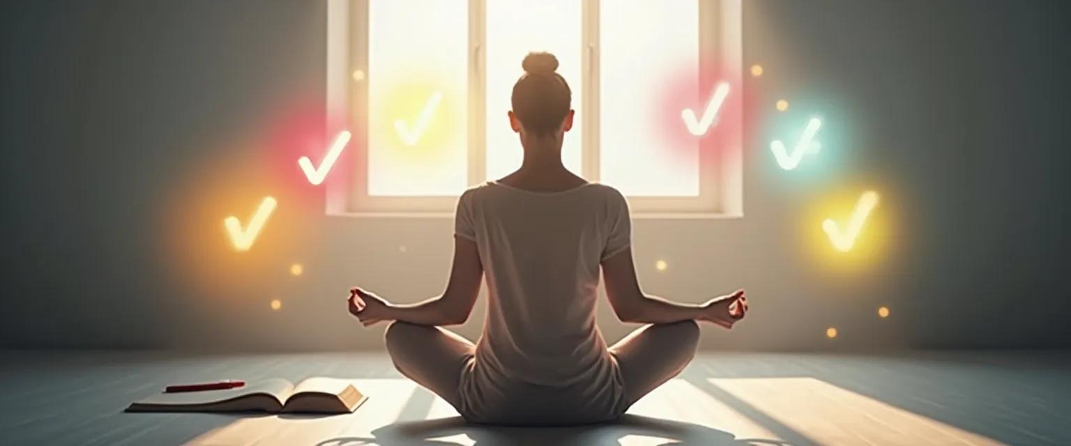 5 self-awareness checkpoints illustrated as daily questions for emotional intelligence