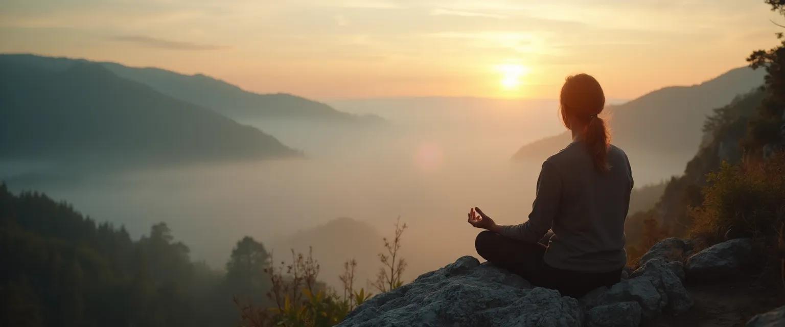 Person practicing mindfulness techniques for spirituality and self-awareness in nature