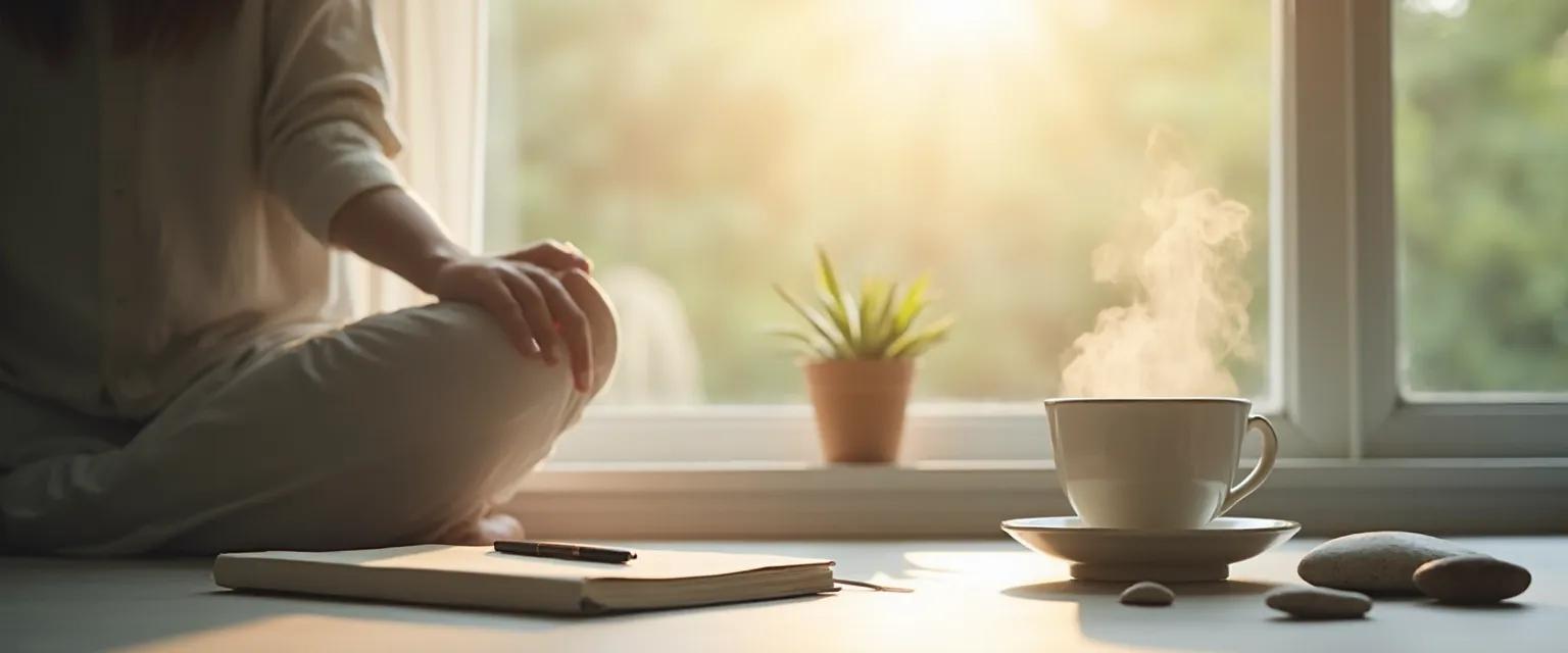 Person practicing quick mindfulness for depression techniques during daily activities