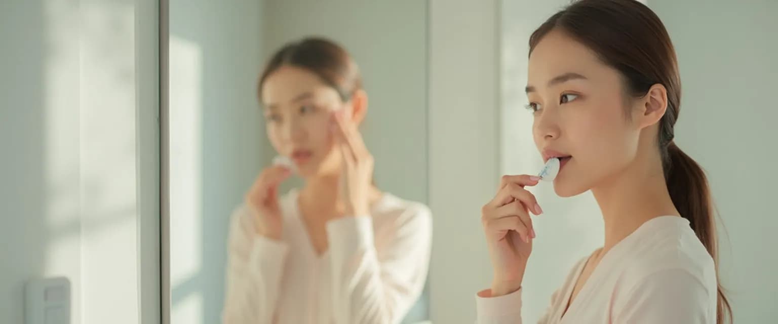 Person practicing mindful self-awareness while performing everyday tasks