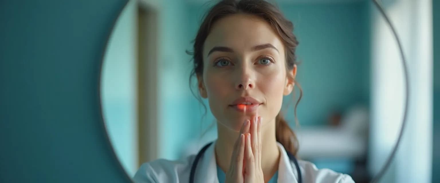 Healthcare provider practicing self-awareness techniques between patient interactions