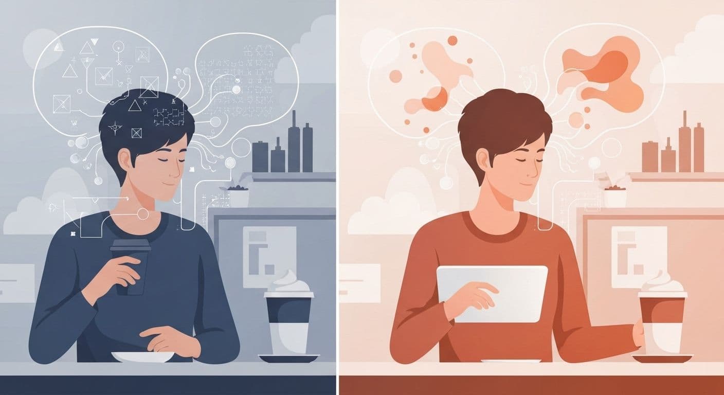 Person reflecting on daily choices showing personality and self awareness in decision-making