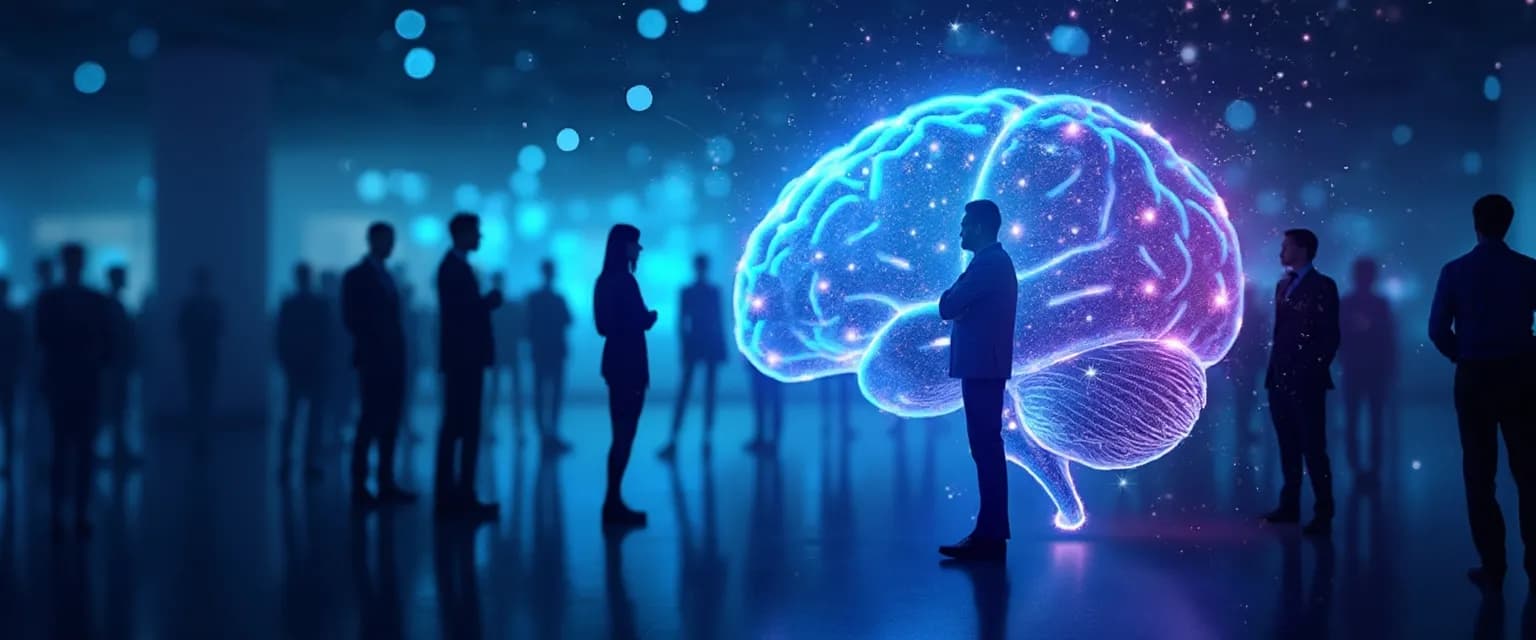 Team members collaborating as one giant mind to solve complex business challenges