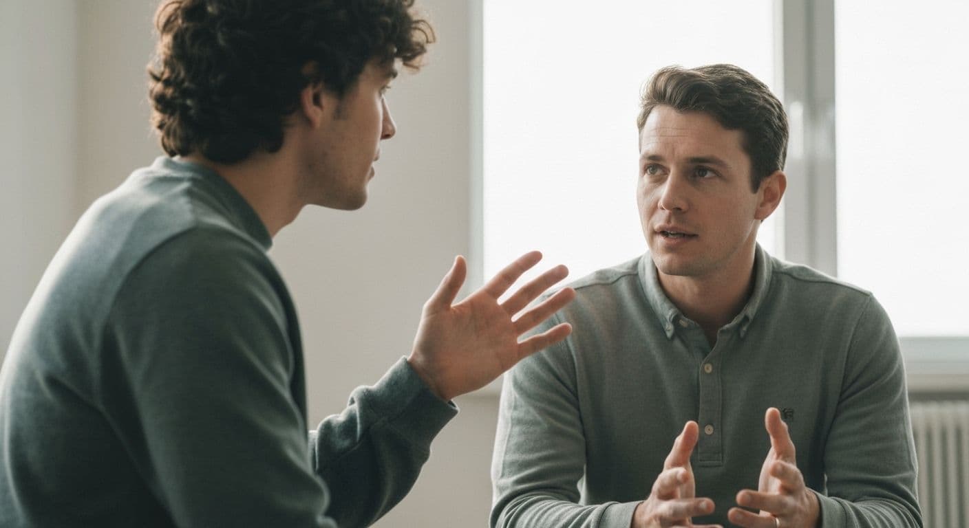 Person offering comfort showing authentic words to say when someone is grieving using supportive body language and genuine connection
