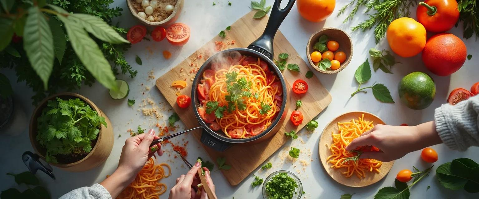 Person exploring culinary ingredients to stimulate their creative mind