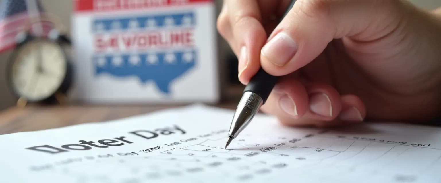 Person overcoming procrastination in civic responsibilities by completing voter registration form