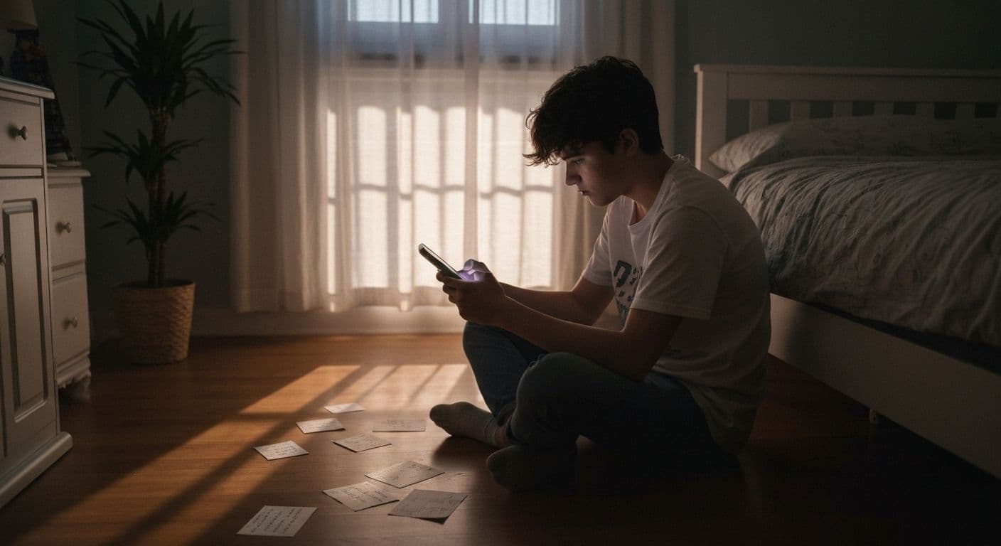 Person reading first breakup Reddit threads on phone, finding comfort in shared experiences