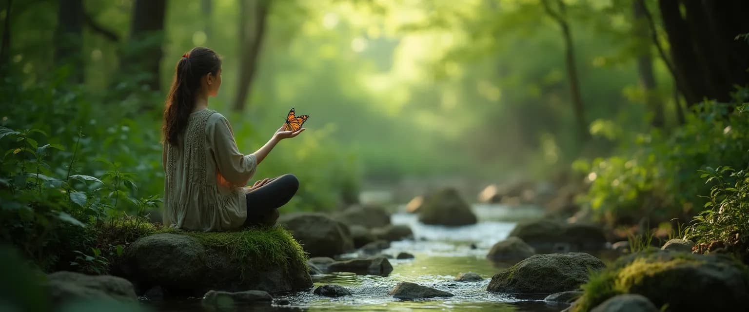 Person practicing mindfulness in nature to increase self-awareness