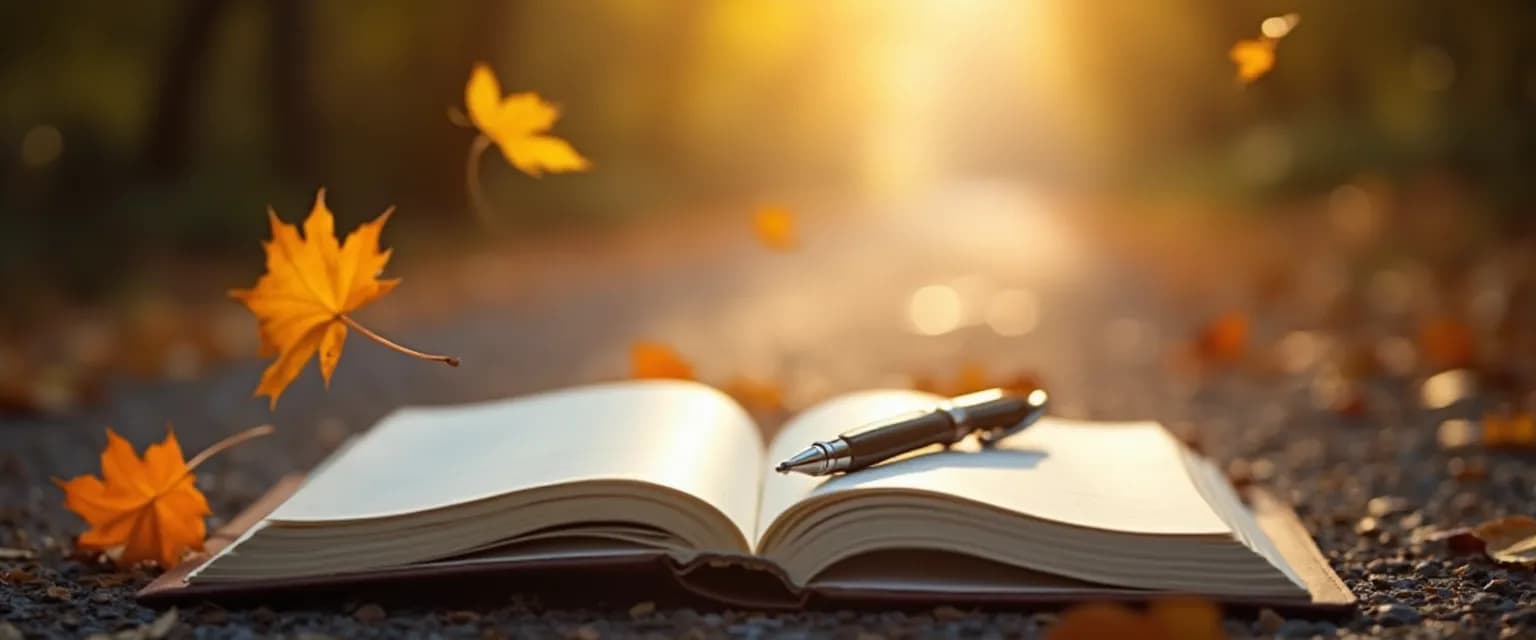 Person writing healing journal prompts for grief in a notebook with a cup of tea nearby