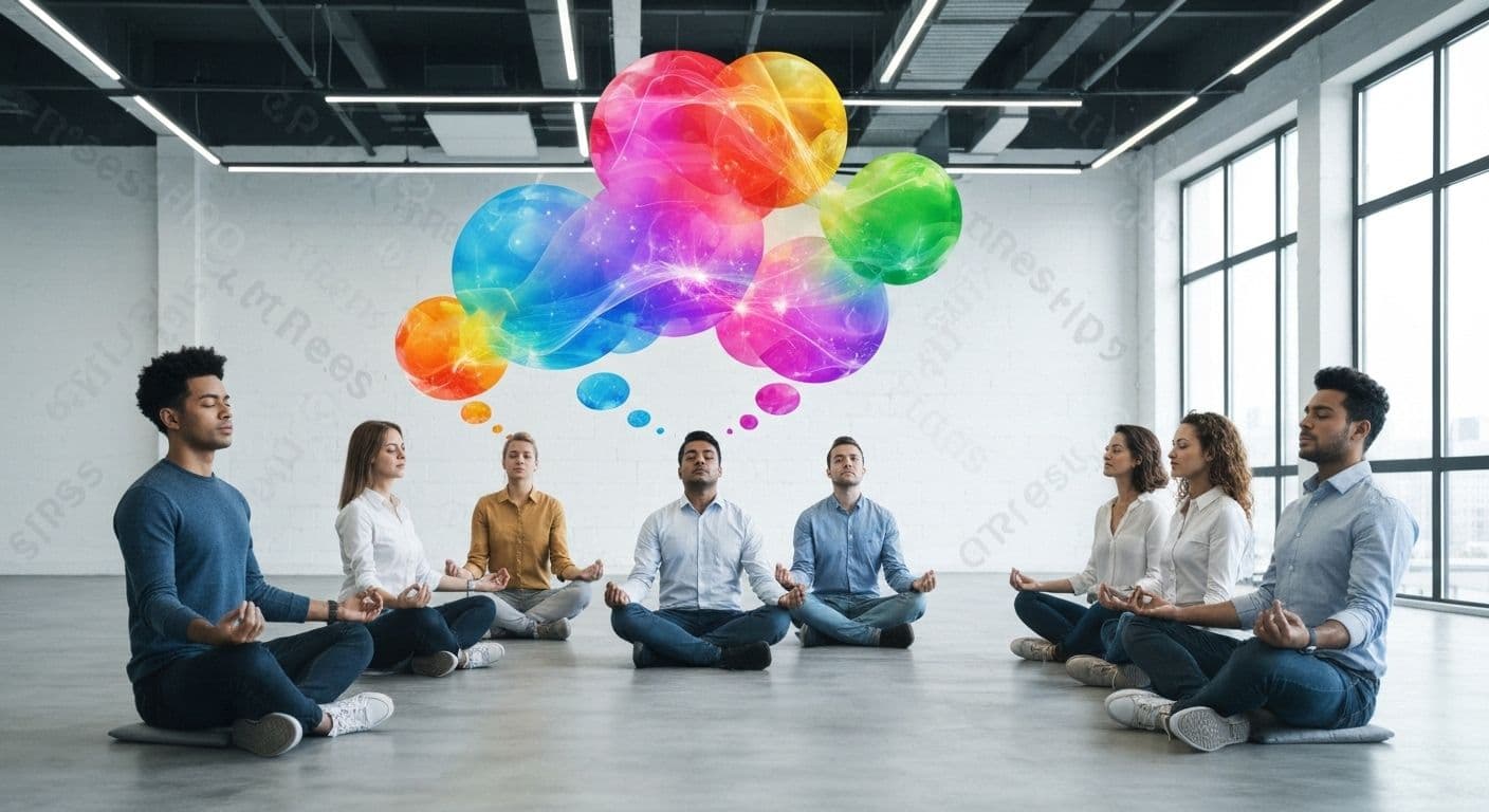 Workplace team engaging in creative mindfulness training from institute for creative mindfulness