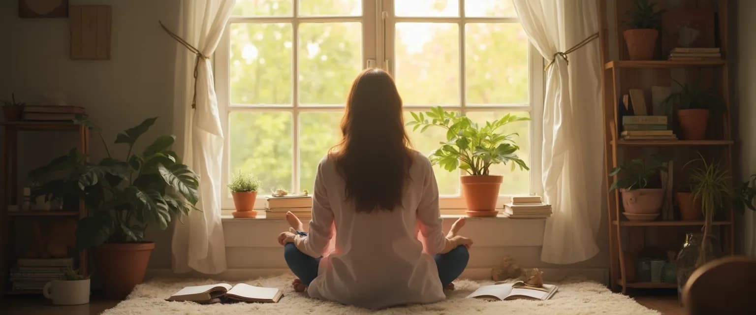 Person practicing DIY breakup counselling techniques at home with self-help resources
