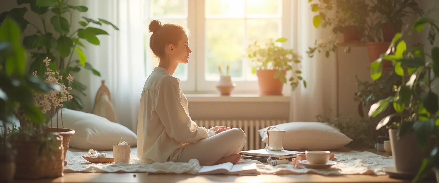 Woman practicing self-care techniques for healing after BPD and breakups