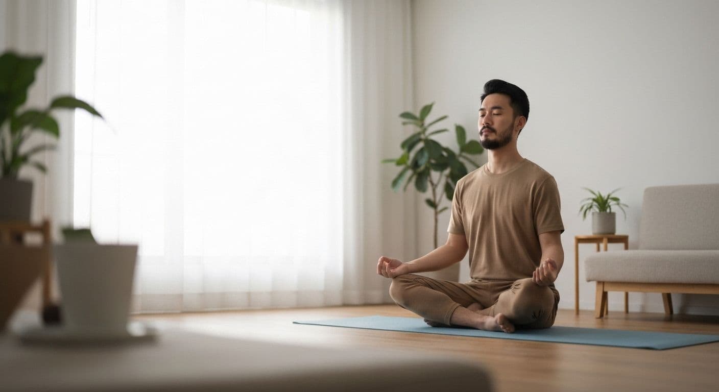 Person practicing holistic healing post breakup through mindful movement and self-care activities