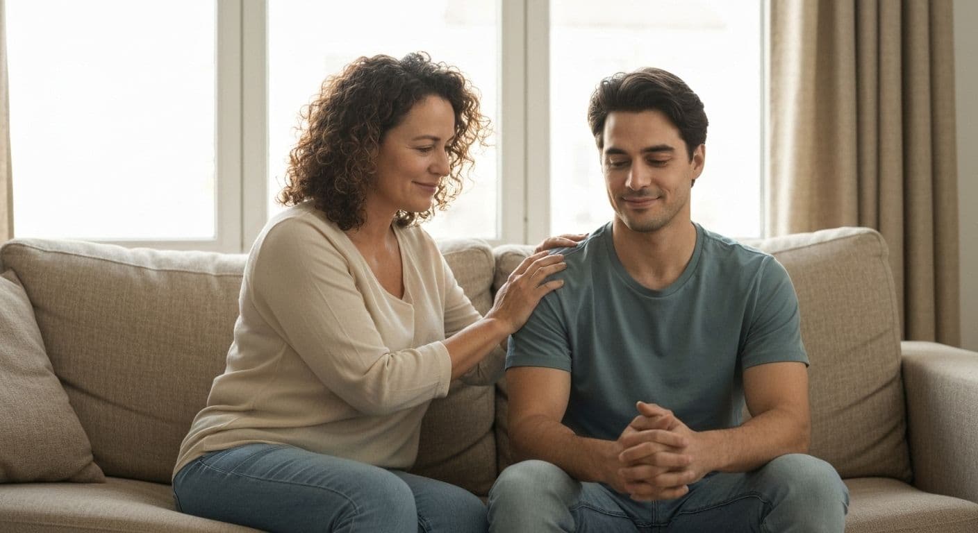 Person comforting friend showing what to say to someone when a loved one dies