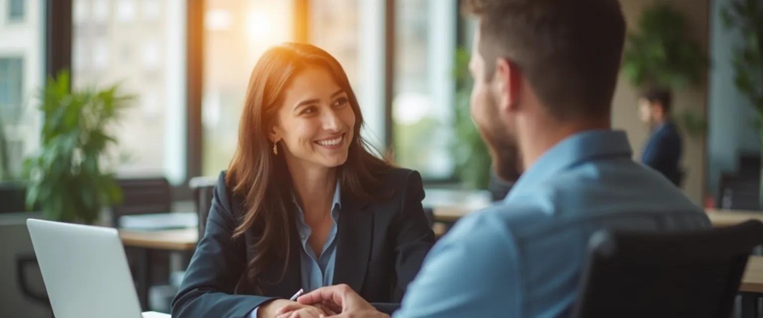 Professionals using emotional intelligence and conflict resolution techniques in an office meeting