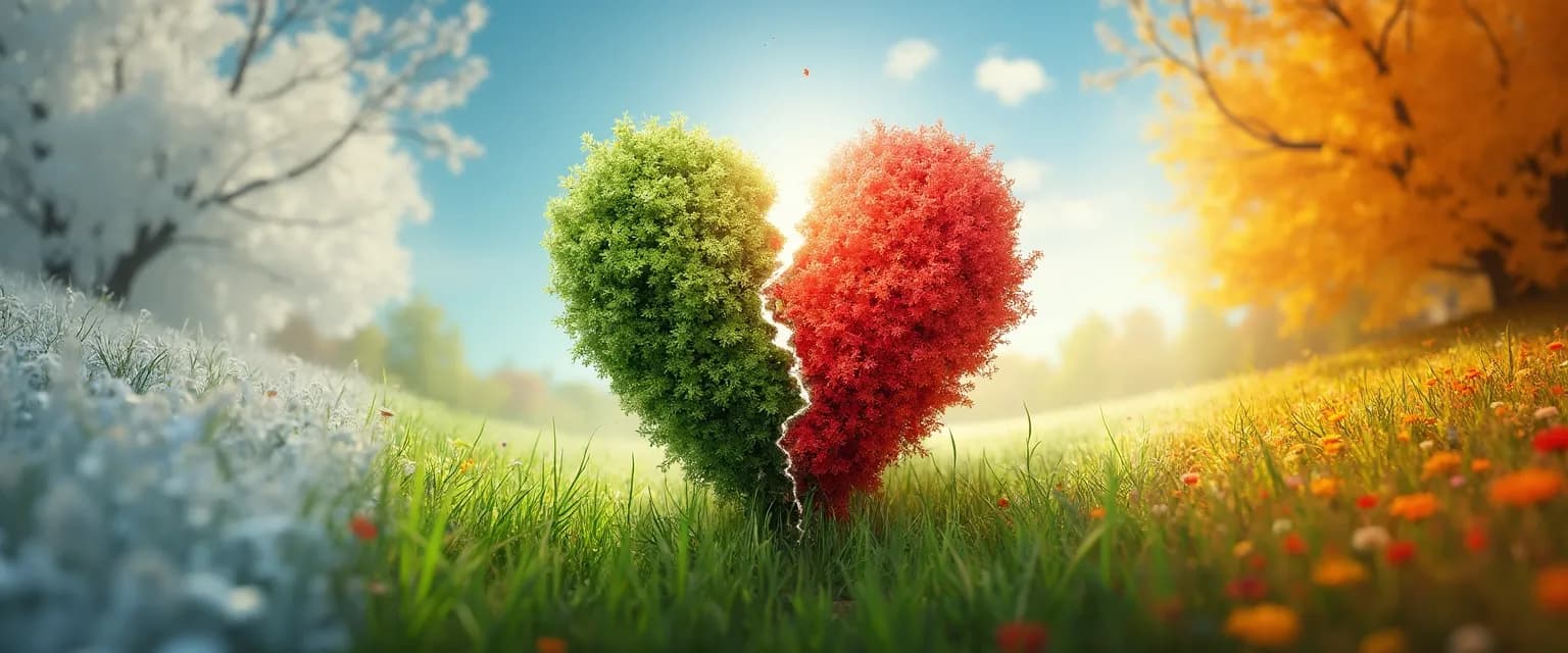 Woman getting through heartbreak by connecting with nature's seasonal changes