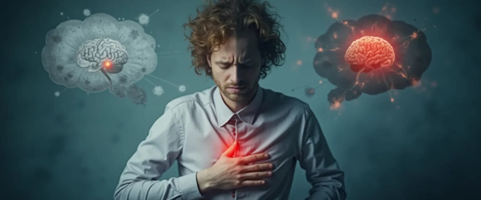 Diagram showing physical and mental severe anxiety symptoms and their connections