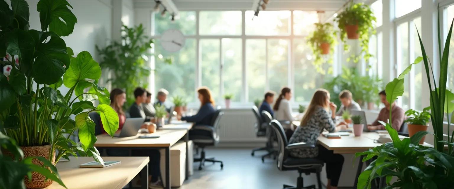 Office plants strategically placed to improve health and well being in the workplace