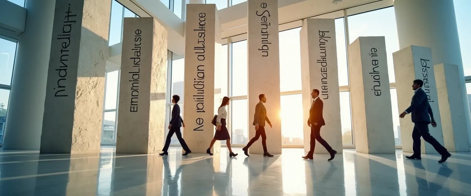 Diagram showing the 7 pillars that define resilience in the workplace for organizations and individuals