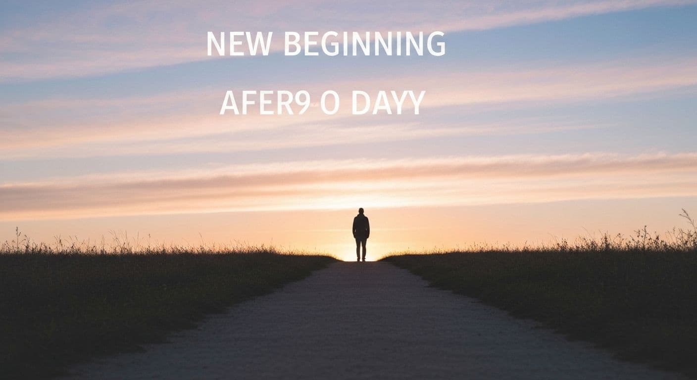 Timeline showing the three phases of life after heartbreak over 90 days with upward emotional growth trajectory