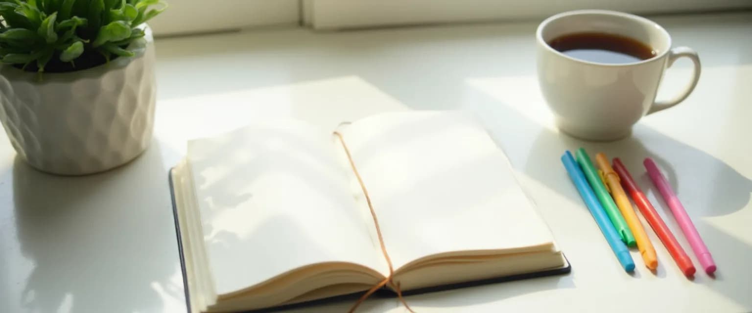 Person writing in a mindbrush journal with a relaxed expression