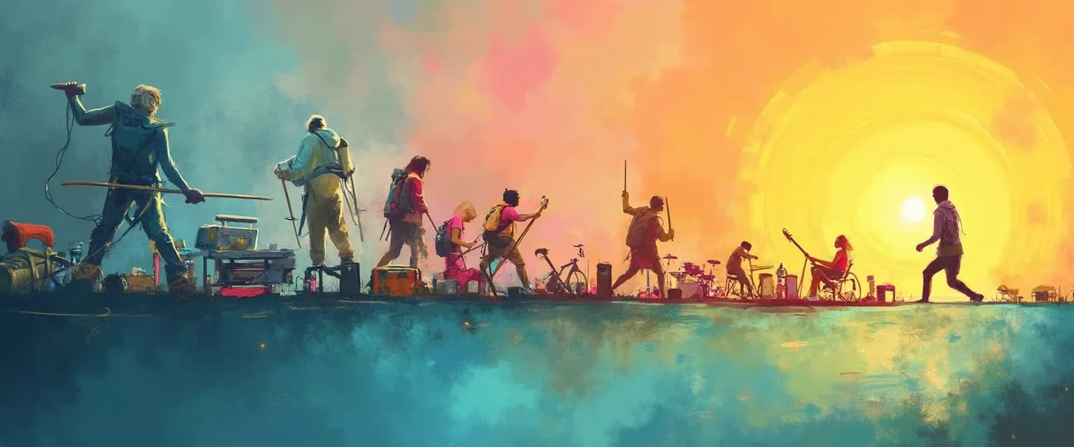 Person healing heartbreak after breakup through various hobby activities in 90-day recovery plan