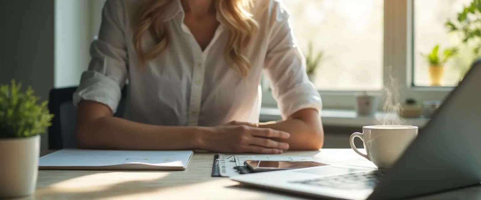 Professional taking a microbreak at desk to improve workplace employee wellbeing