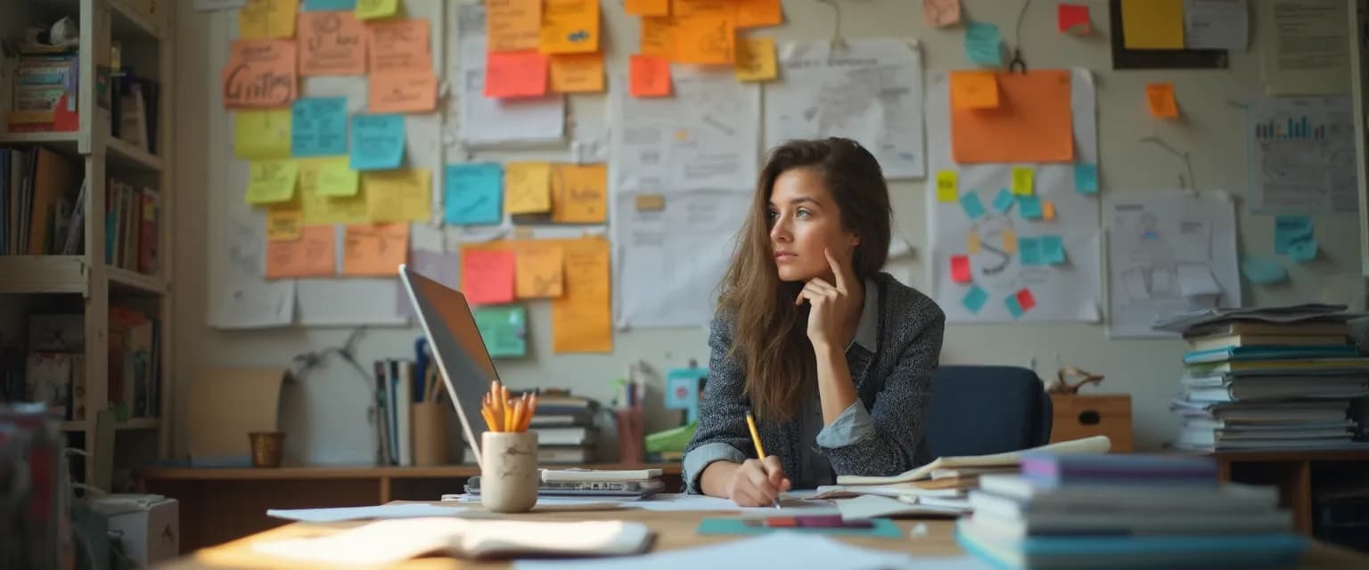 Inside the mind of a master procrastinator showing creative thought process during strategic delay