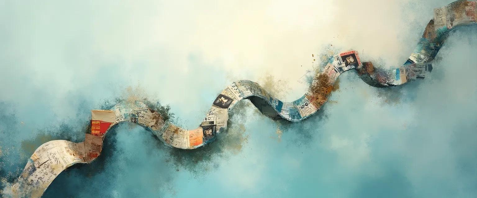 Creative non-linear grief timeline showing circular and artistic alternatives to traditional models