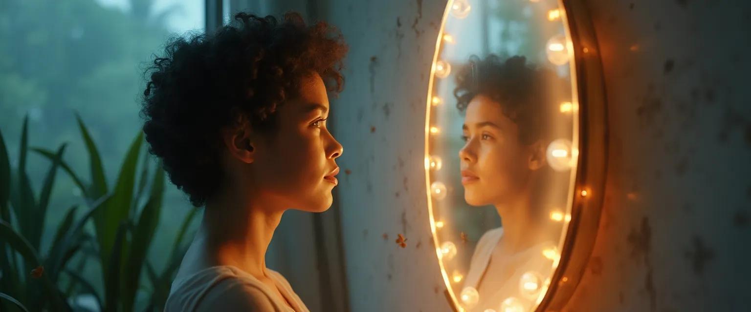 Person practicing EI self-awareness techniques with a mindful expression