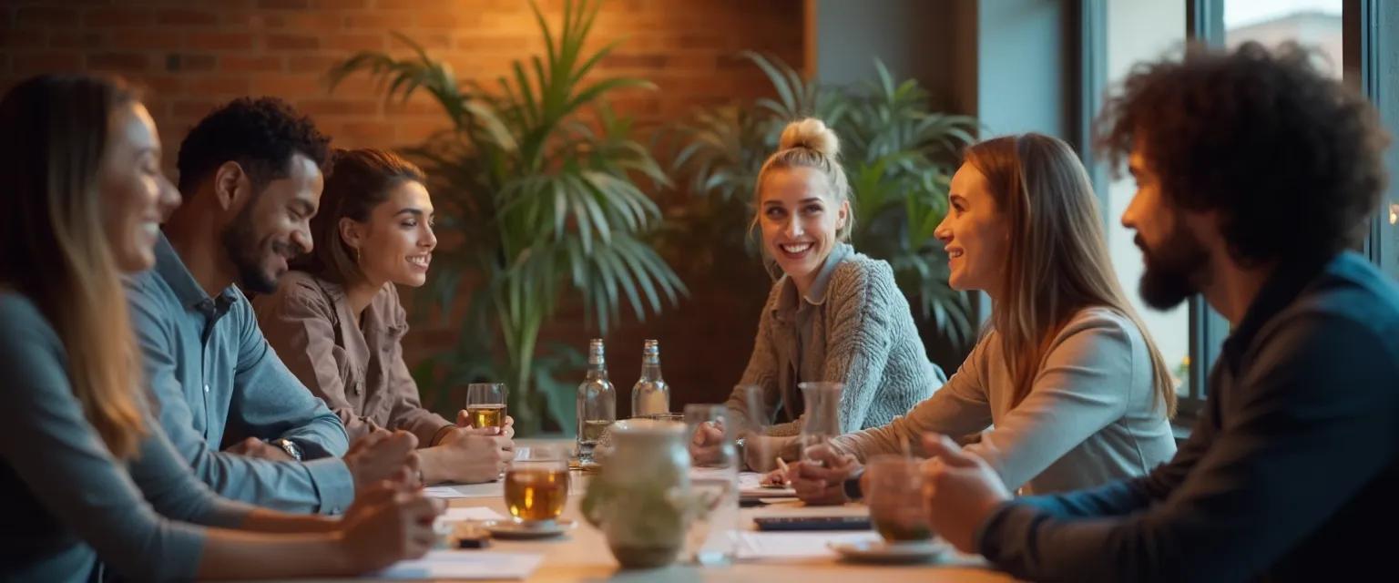 Team leader facilitating strong emotional intelligence exercise during business meeting