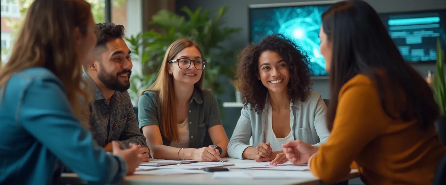 Professional team developing the emotional quotient in workplace meeting