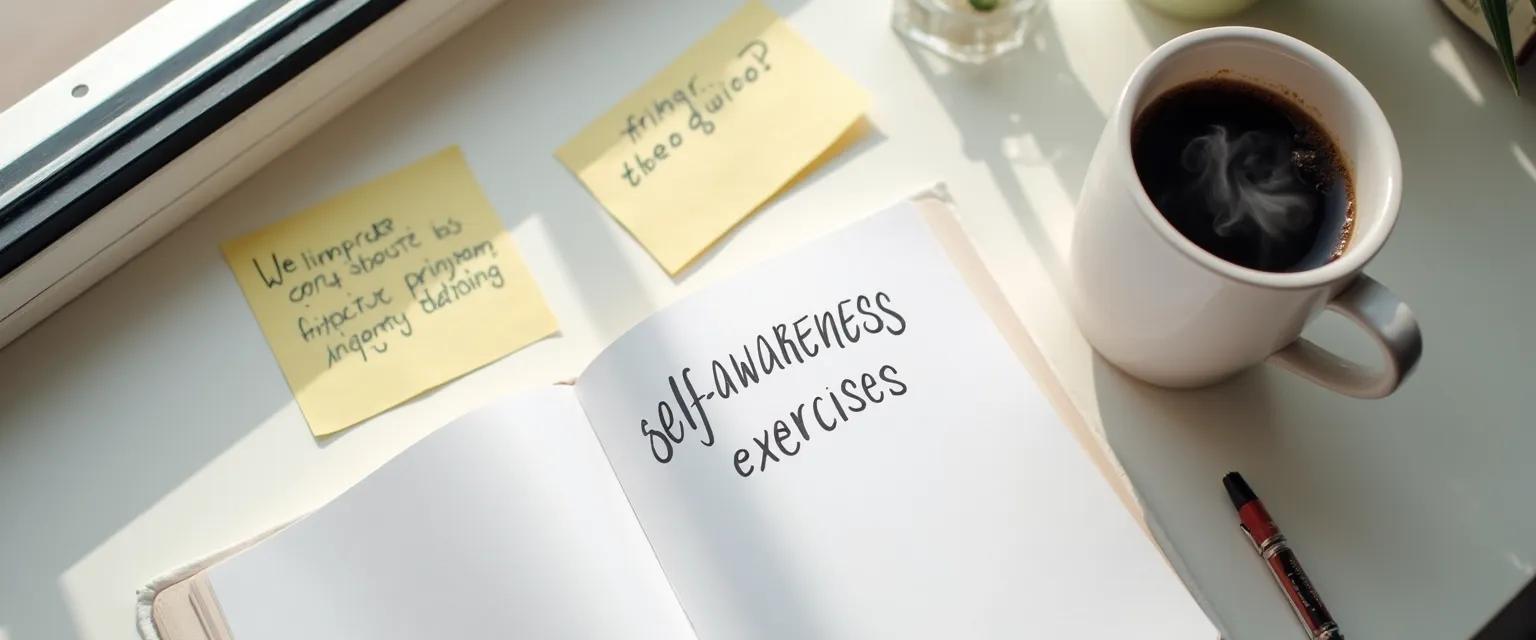 Mark Manson self-awareness exercises diagram showing 5 practical techniques for better self-understanding