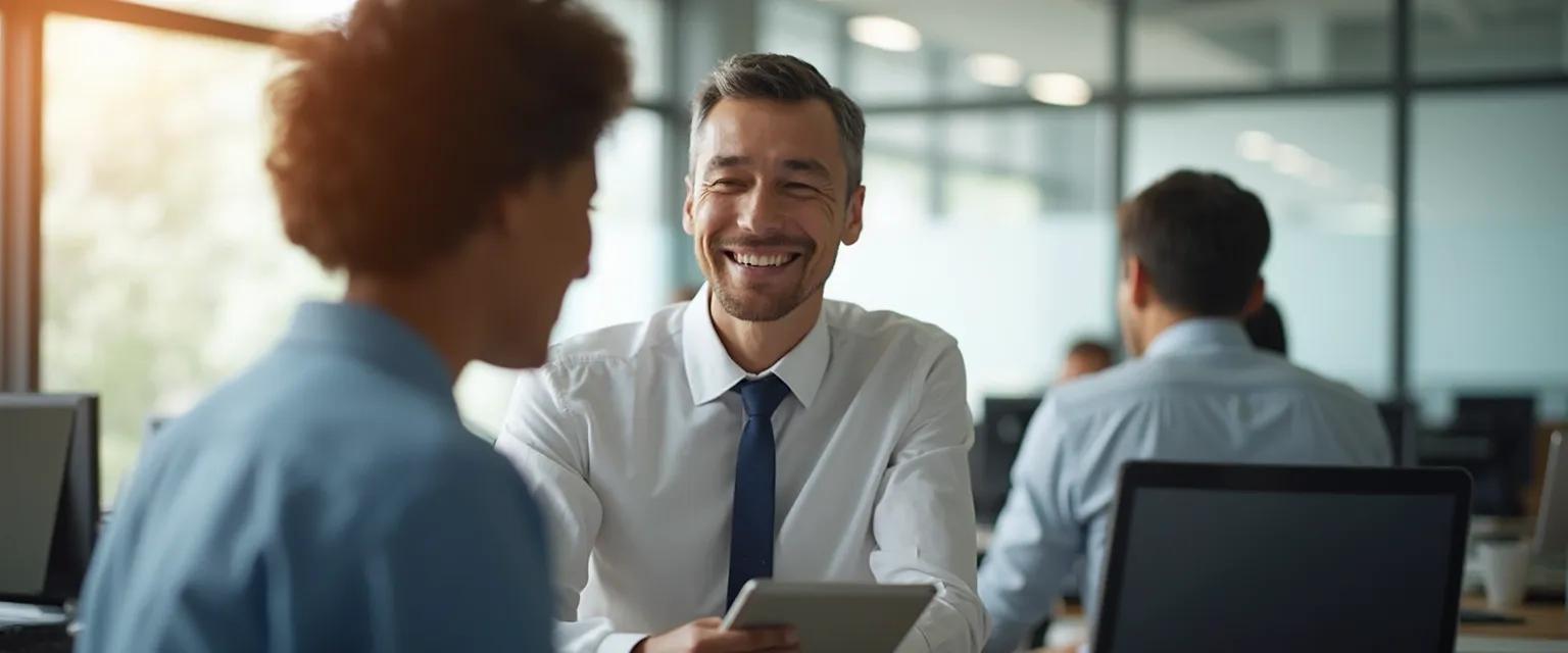 HR management app interface showing employee onboarding dashboard with anxiety-reducing features