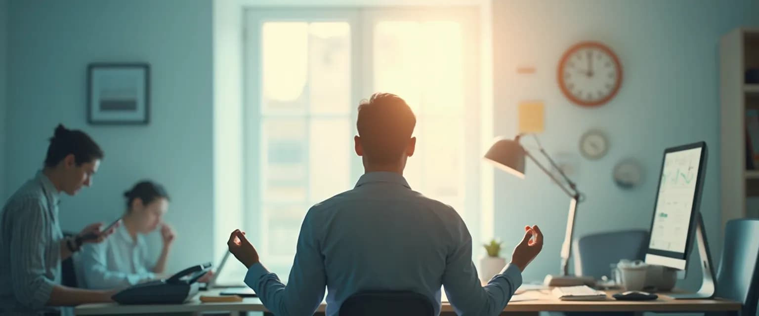 Professional practicing emotional self awareness techniques in a workplace setting