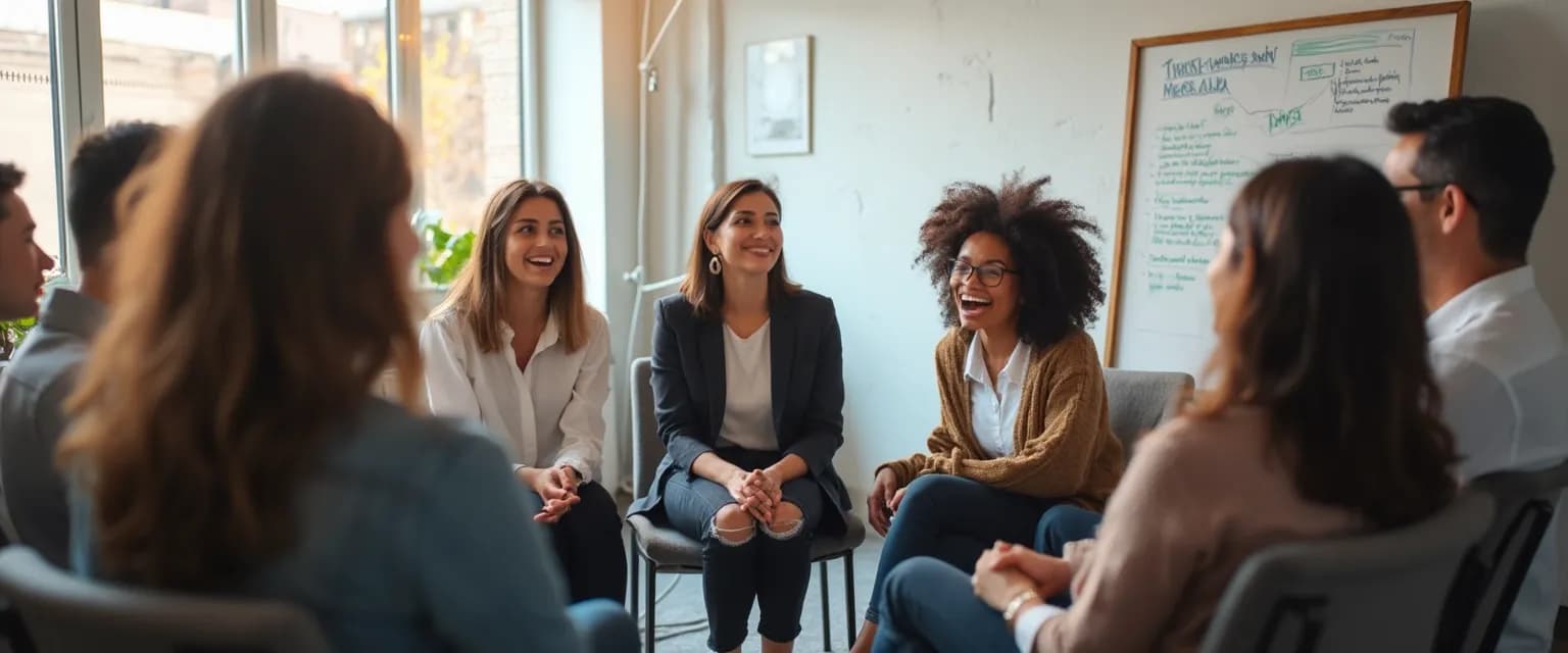 Team members engaged in an exercise where emotional intelligence can be developed together