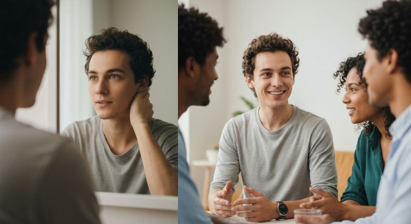 Person reflecting on emotions demonstrating public and private self awareness connection