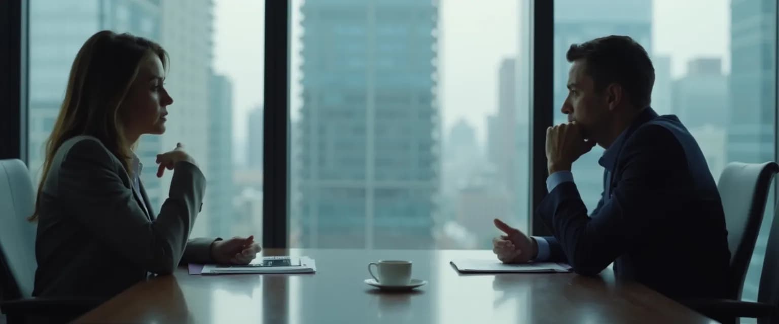 Business professionals using emotional intelligence techniques during high-pressure negotiation