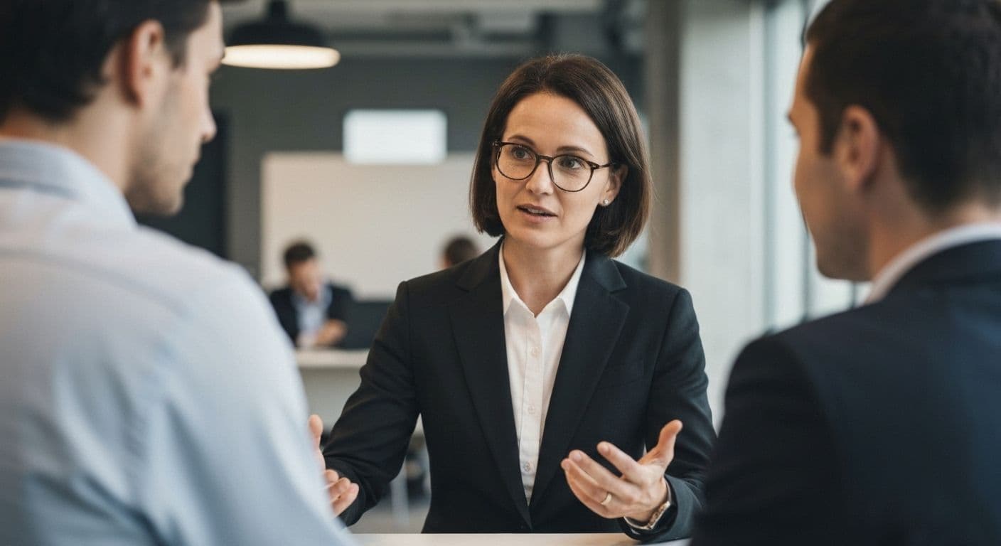 Professional displaying alpha mindset with emotional intelligence in leadership setting