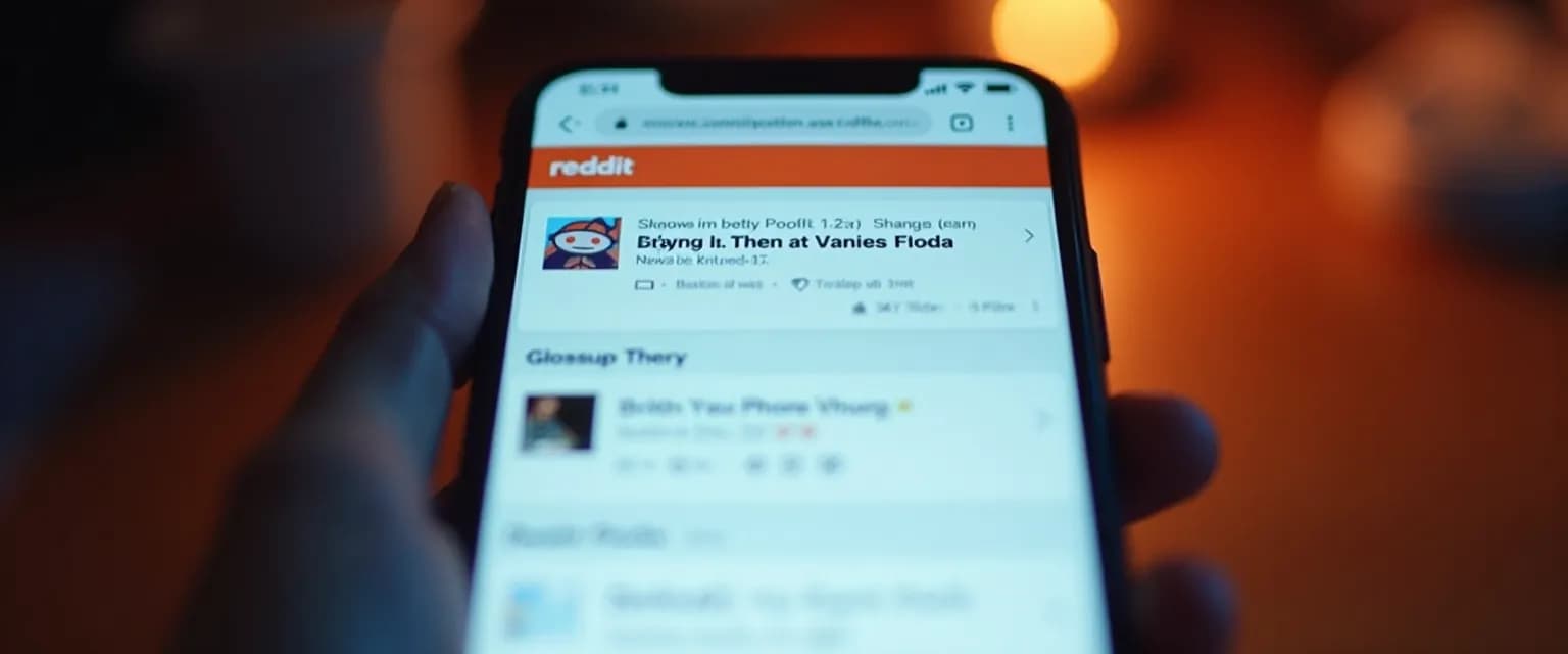 Person browsing first breakup Reddit forums on their phone for support and advice