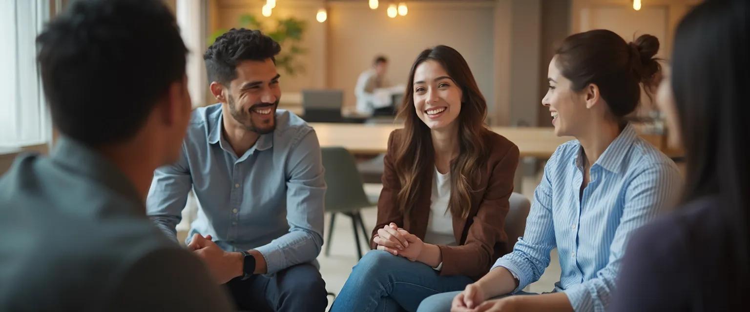 Manager using emotional intelligence to create psychological safety in a team meeting