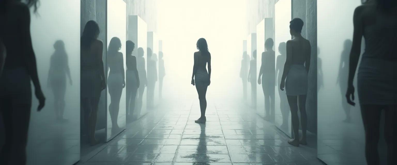 Person balancing internal and external self-awareness while maintaining authentic identity