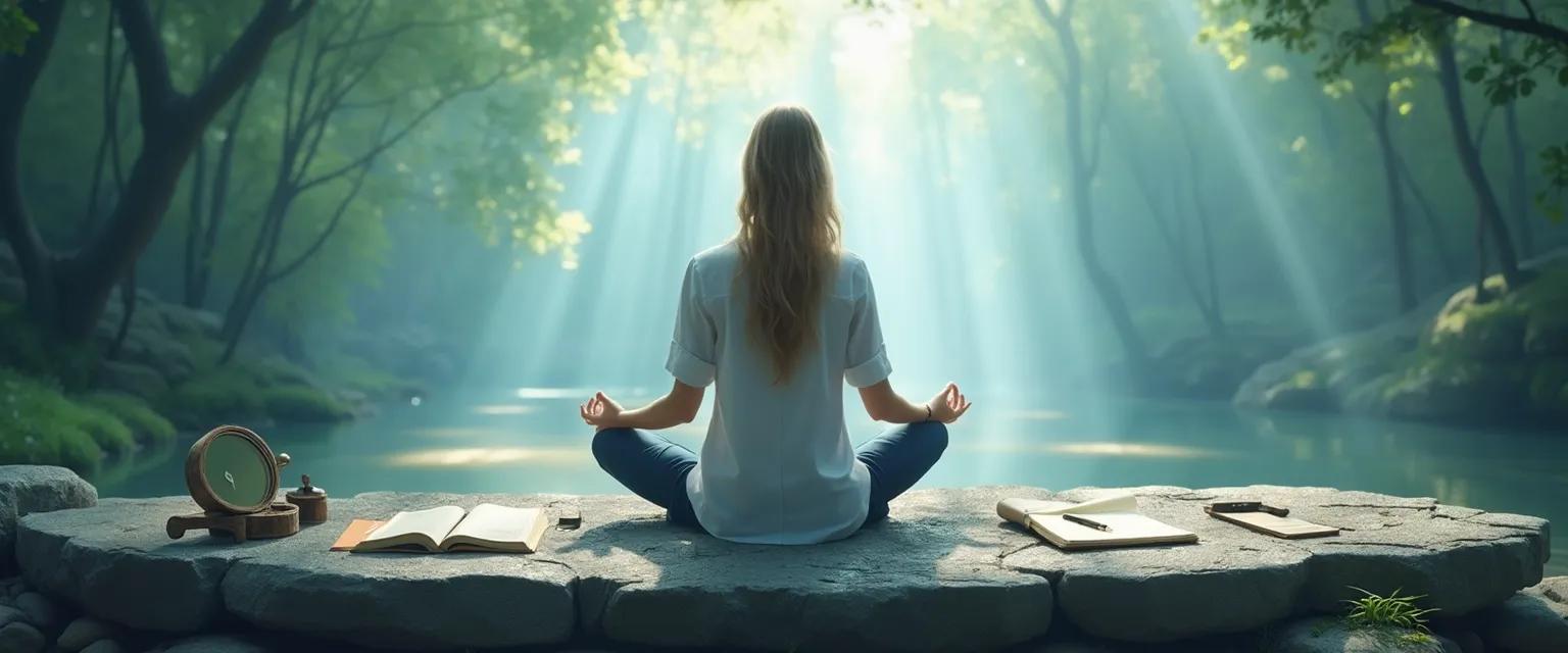 Person practicing grounding techniques to manage anxiety during identity questioning