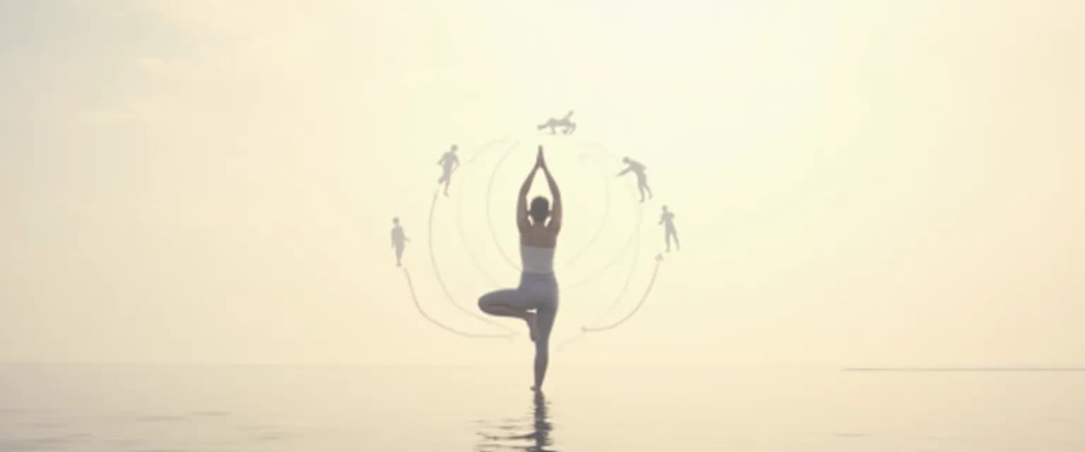 Woman practicing body self-awareness while performing everyday activities