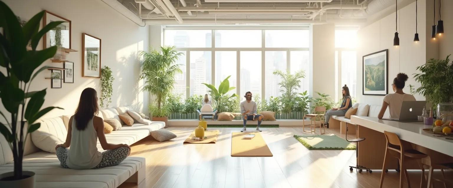 Office wellness zones promoting health and well-being in the workplace